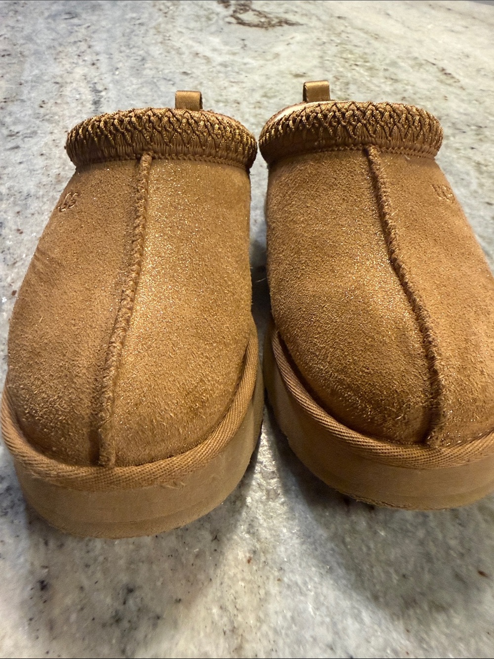UGG girls chestnut sparkle slip on
